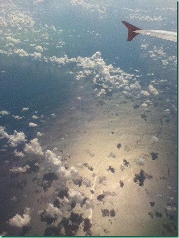caribbean water and cloud reflections from 30k ft
