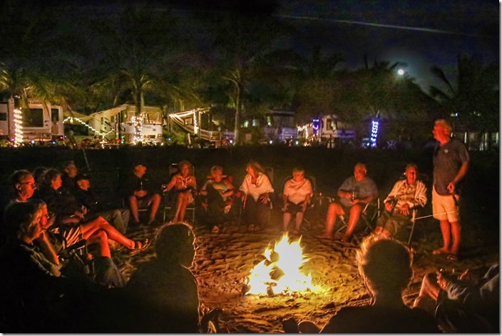 Full moon campfire on the beach