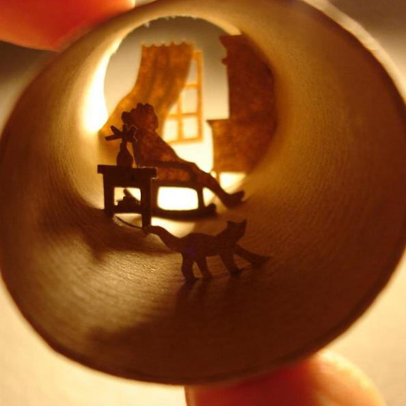Fantastic scenes inside empty toilet paper rolls by Anastassia Elias