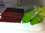 Single serving smoothies in my freezer. Transfer a baggie to the fridge the night before you want to drink it. It will defrost to the perfect icy but smooth state. Single serving smoothies in my freezer. Transfer a baggie to the fridge the night before you want to drink it. It will defrost to the perfect icy but smooth state.