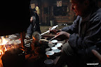 Pouring the yak butter tea