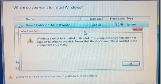 MPECS Inc. Blog: Windows Server 2012 to RST RAID 0 Error: Windows can't be  installed on drive 0 partition 1 - and Others
