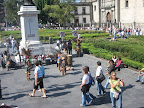 Native dancers prepare to perform near the Zocalo