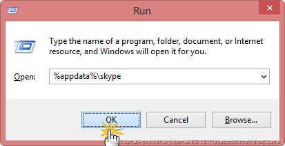 Navigate to appdata-skype from the Run dialog