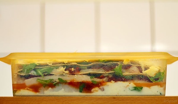 Lasagne med torsk och ruccola i form
