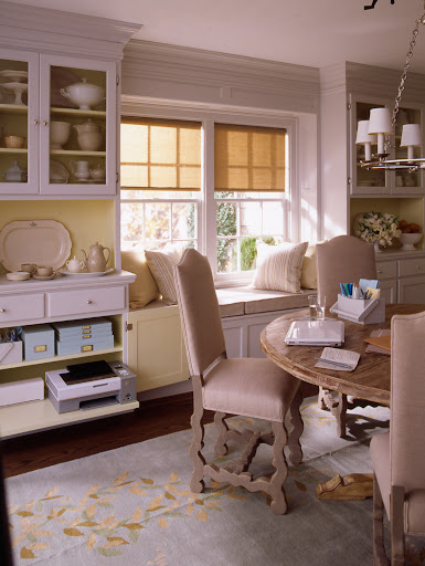 Create a home office in a formal dining room that is only used a few times a year, but utilizing the drawers of a hutch or china cabinet. Create a home office in a formal dining room that is only used a few times a year, but utilizing the drawers of a hutch or china cabinet.