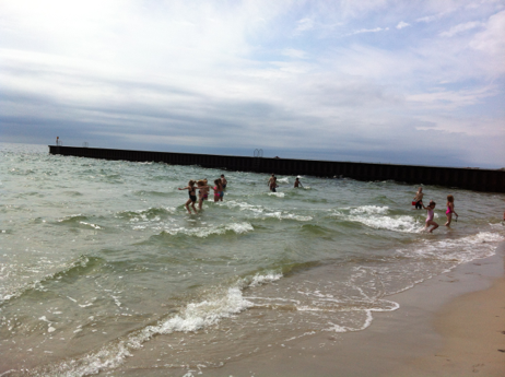 Nästan alla barn badade.