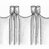 double pleats with scalloped heading