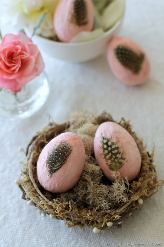 Crepe Paper & Feather Easter Eggs - homework (4)