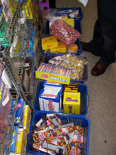 Six very full baskets of candy ... I think that's enough for the party.