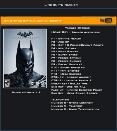 Batman Arkham Origins v1.9  20 Trainer LinGon