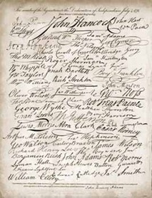 Signatures on the Declaration of Independence