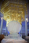 One of two ice sculptures that had a calligraphed 