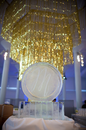 One of two ice sculptures that had a calligraphed 