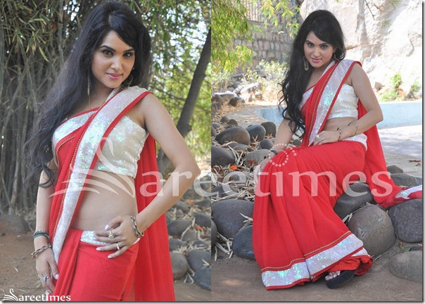 Kavya_Singh_Red_Plain_Saree