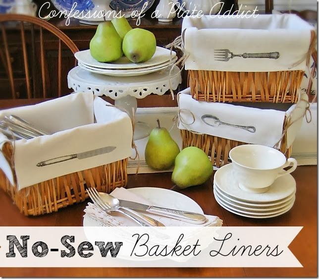 CONFESSIONS OF A PLATE ADDICT No-Sew Basket Liners CONFESSIONS OF A PLATE ADDICT No-Sew Basket Liners