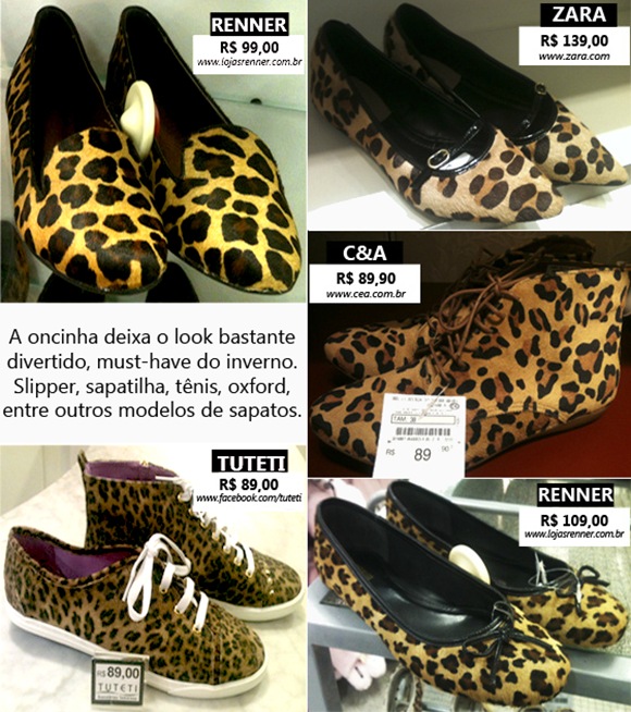 Sapatos de Oncinha: Modelos para investir neste inverno – Confira alguns achados com ótimos preços. sapatos oncinha moda 1