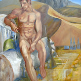 Mensch männlich. Öl auf Leinwand. 80x100 cm. Copyright 2007 by O.Weineich