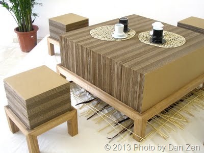 cardboard furniture stacked stool table