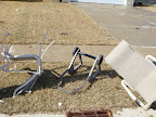 A few of my chairs were next to the street along with someone's garden hose caddy, minus the hose.