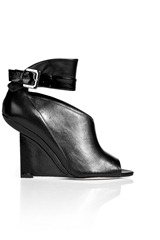 Camilla Skovgaard Black Peep Toe Strappy Wedge Sandals