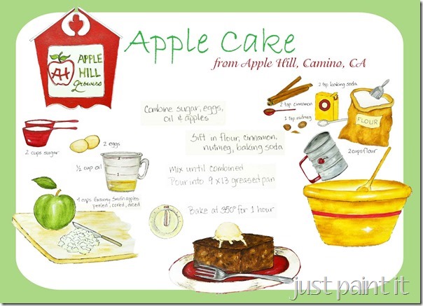 Printable Apple Recipes | apple cake recipe illustration free printable just paint Printable Apple Recipes | apple cake recipe illustration free printable just paint