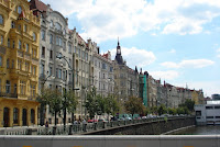 View along the Vltava river, from the Legii bridge