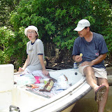 Carrie and Brian eating a snack.
