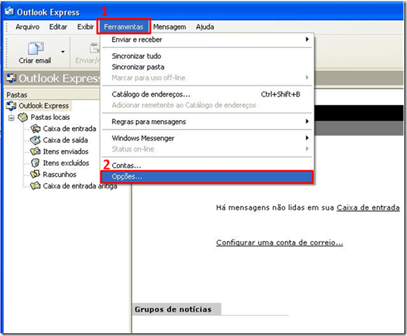 Outlook Express - erro Ox800C0133 Caixa de entrada Cheia