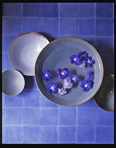 I love the deep blue of these tiles.