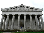 The Walhalla is a hall of fame that honors famous people in German history The hall is housed in a neo-classical building above the Danube River, Germany.