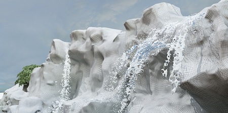 景觀瀑布3D線稿 景觀瀑布3D線稿