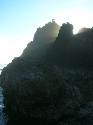 Climbing Rocks at Arcadia Beach