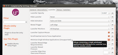 CCSM opzione "Minimize Single Window Applications (Unsupported)"