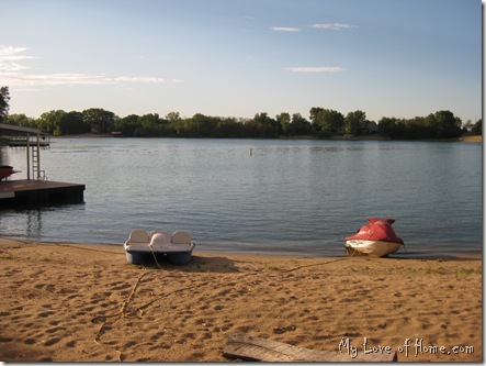 Midwest lake, sand beach, calm water