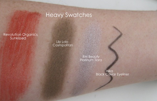 Organic make-up swatches