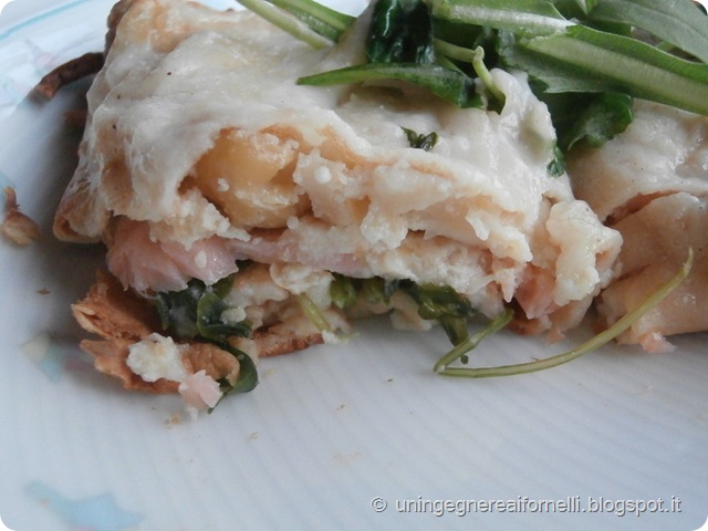 crespelle salmone rucola ceci ricotta primo crepes cheese salmon rocket chickpeas besciamella crespelle salmone rucola ceci ricotta primo crepes cheese salmon rocket chickpeas besciamella