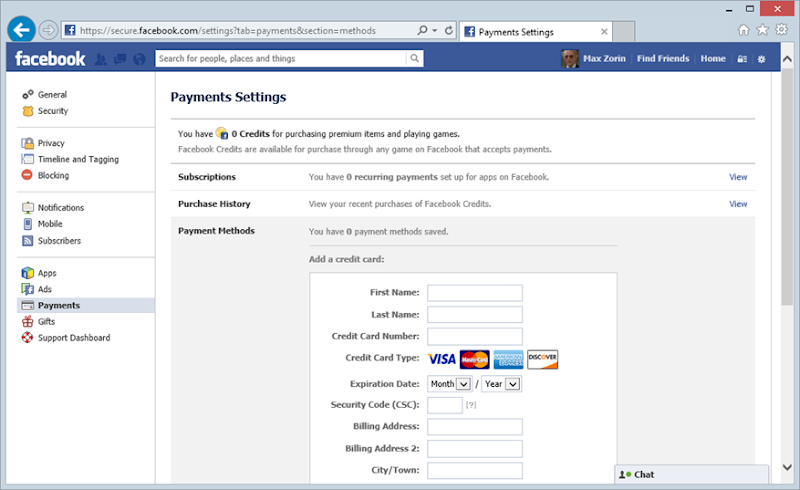 Enter credit card details again