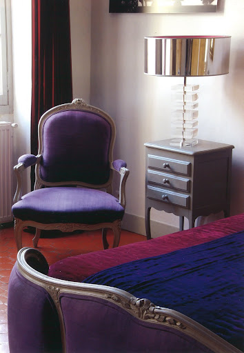 A private look into the Violet suite at La Maison du Village, Saint Remy de Provence.