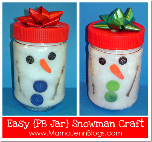 Easy Snowman Craft for Little Ones Using a PB Jar