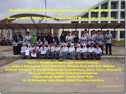 SMAN Pintar Raih Juara Umum, Bulan Bahasa Se Riau SMAN Pintar Raih Juara Umum, Bulan Bahasa Se Riau