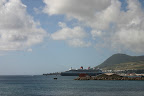 View of Queen Mary 2 docked in Saint Kitts