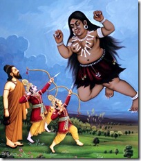 Rama and Lakshmana defending Vishvamitra