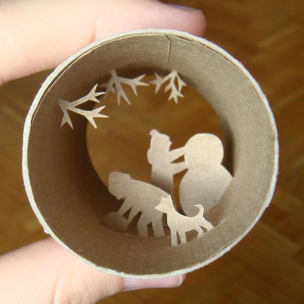 Fantastic scenes inside empty toilet paper rolls by Anastassia Elias