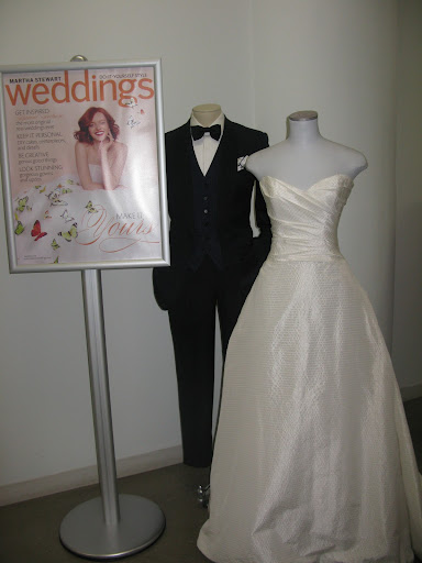Of course we had to welcome our guests with the bridal party -- tux and dress from Kleinfeld.
