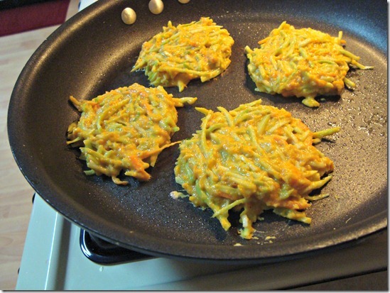 broc slaw and sweet potato fritters