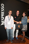 Agustin Camps, Marketing Manager de Nespresso Austral, Eduardo Heguy y Luisa Weber, Country manager de Nespresso Austral. Gentileza: Nespresso.