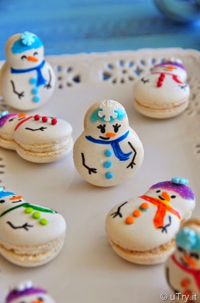 Snowman Macarons with Step-By-Step decoration pictorial.   http://uTry.it
