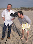 Photographer James Merrell and our art director, Daniel Biasatti, check on the setup through the camera.