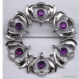 Multi-stoned Circular Thistle Brooch